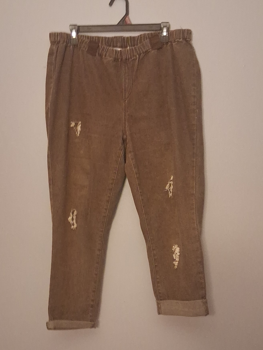 Diane Gilman Tapered Cuffed Denim Pants W/Elastic Waist. 1XP NWOT